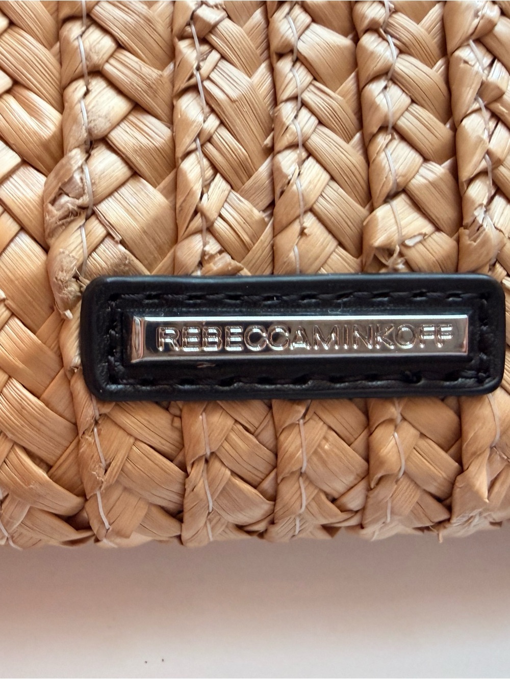 Rebecca Minkoff Natural Straw Clutch with Black Trim - Picture 2 of 8